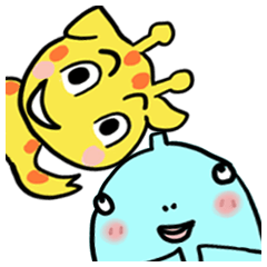 [LINEスタンプ] きりんくんと魚人さん