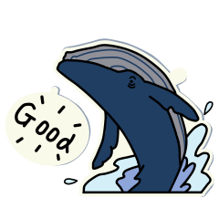 [LINEスタンプ] クジラのシール型・夏用スタンプの画像（メイン）